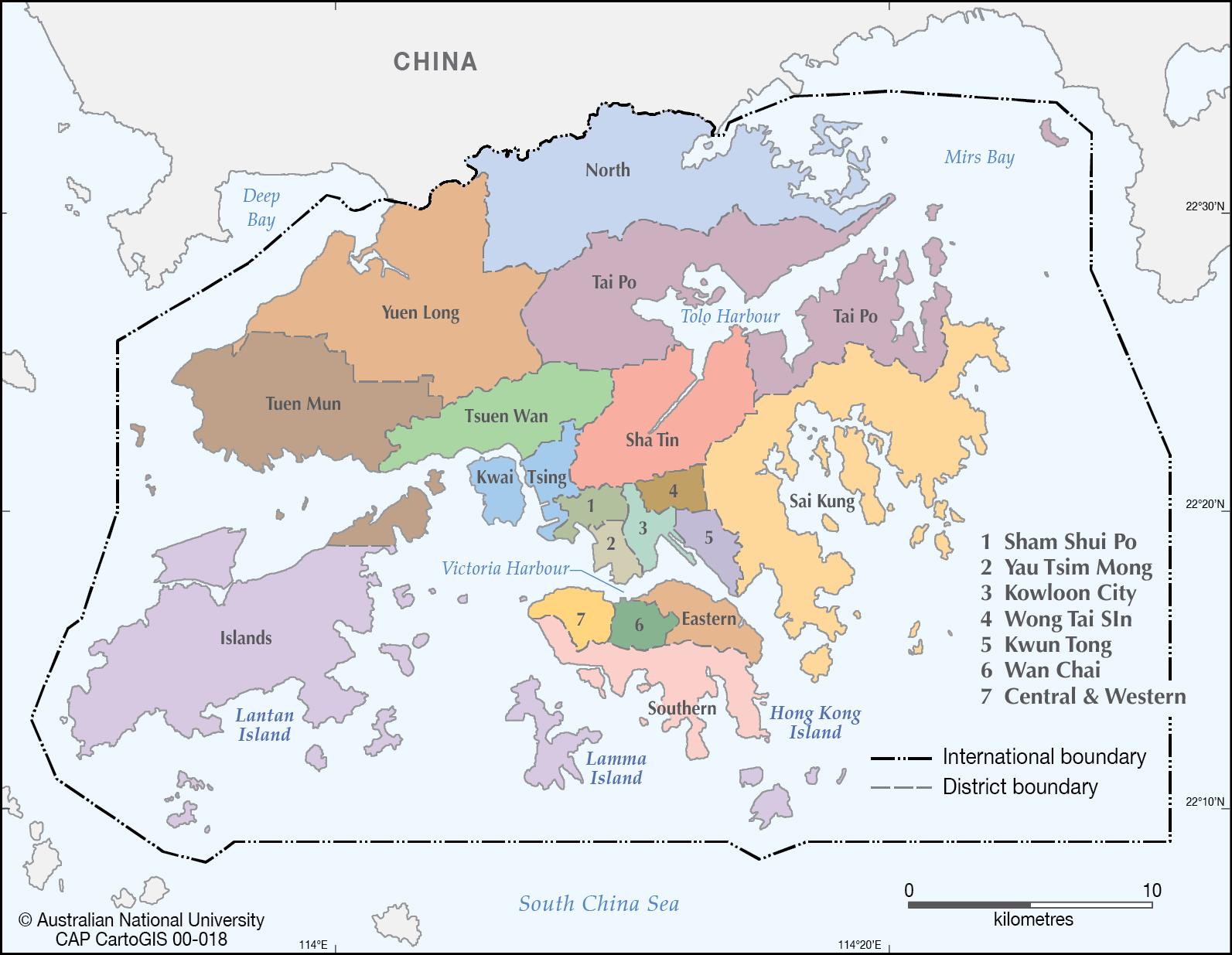 Kaart Van De Wijk Hong Kong Omgeving En Voorsteden Van Hong Kong